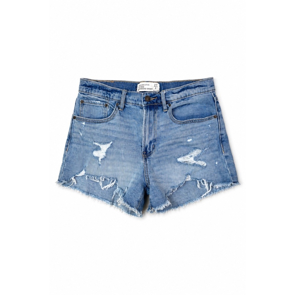Abercrombie & Fitch Mid Rise Boyfriend Denim Shorts Women 27/4 Distress Festival